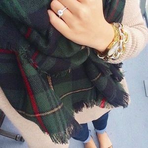Green Plaid Blanket Scarf